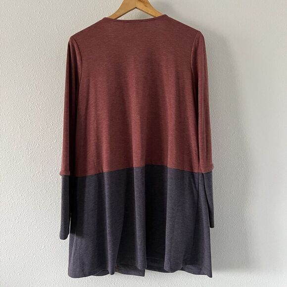 Logo Lounge Colorblock Cardigan Womens Medium Knit Pocket Longline Waffle Sleeve - Picture 5 of 9